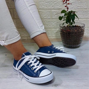 554 Kot Mavi Kısa Sneaker Keten Spor Ayakkabı