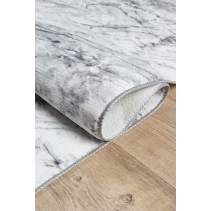Valery Home Yıkanabilir Kaymaz Tabanlı Silvia Kesme Rulo Halı Yolluk Gri-Beyaz-Siyah