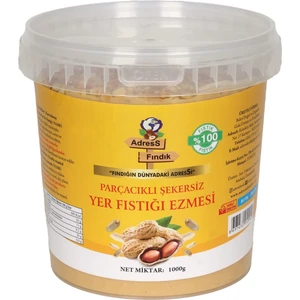 AdresS Fındık- Parçacıklı Şekersiz Yer  Fıstığı Ezmesi 1 Kg
