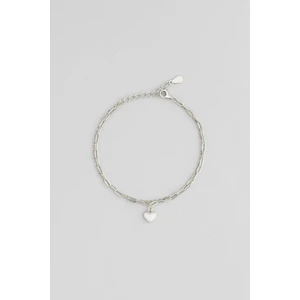So CHIC Saklı Kalp 18 Ayar Beyaz Altın Kaplama 20 cm Gümüş Minimal Bileklik