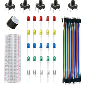 5’li Set: Büyük Breadboard 5mm LED Erkek-Erkek Jumper Buzzer Buton