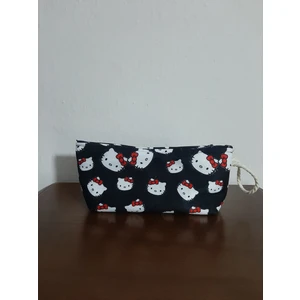 Owl Bag  Hello Kitty Kırmızı Siyah   Desenli Tasarım Kalemlik - Makyaj Çantası
