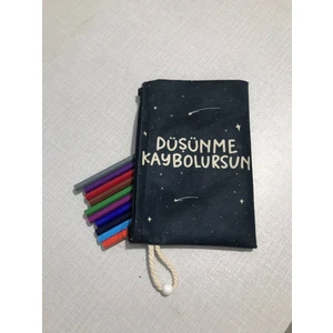 Owl Bag Düşünme Kaybolursun Slogan Desenli Tasarım Bez Kalemlik - Cüzdan