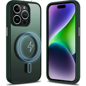 M.TK Moveteck Apple iphone 15 Pro Max Kılıf Mat Magsafe Wireless Şarj Destekli Hassas Butonlu Soft Mat Kenarlı Buzlu Çerçeveli Darbe Korumalı Lansman Kapak
