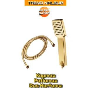 Gold Duş Başlıgı ve Gold Paslanmaz Kopmaz Patlamaz Kaliteli Duş Hortumu - 150 cm