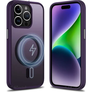 M.TK Moveteck Apple iphone 15 Pro Kılıf Mat Magsafe Wireless Şarj Destekli Hassas Butonlu Soft Mat Kenarlı Buzlu Çerçeveli Darbe Korumalı Lansman Kapak