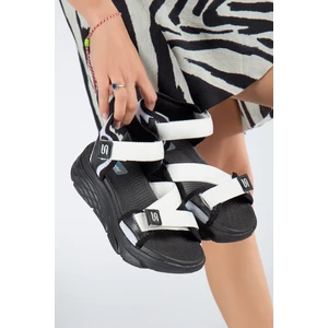 Sandal Spor Kadın Günlük Faylon Dolgu Taban Cırtlı Spor Günlük Sandalet SS001-0148 Beyaz