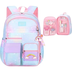 Ilkokul Için Kawaii Kız Sırt Çantası Bölmeli Çocuk Kitap Çantası Kızlar Için Sevimli Öğrenci Sırt Çantası (Yurt Dışından)