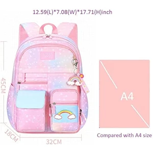 Ilkokul Için Kawaii Kız Sırt Çantası Bölmeli Çocuk Kitap Çantası Kızlar Için Sevimli Öğrenci Sırt Çantası (Yurt Dışından)