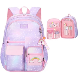 Ilkokul Için Kawaii Kız Sırt Çantası Bölmeli Çocuk Kitap Çantası Kızlar Için Sevimli Öğrenci Sırt Çantası (Yurt Dışından)