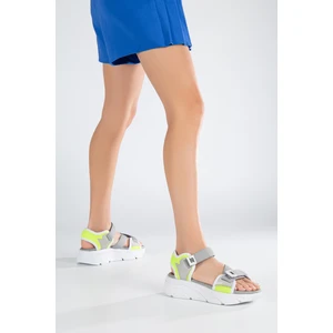 Sandal Spor Kadın Günlük Faylon Dolgu Taban Cırtlı Spor Günlük Sandalet SS001-0148 Gri