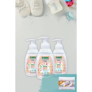 Green Clean Baby Köpük Sabun Portakal Yağlı 450 ml x 3 Adet + Lux Kare Bebe Temizleme Pamuğu 60' lı