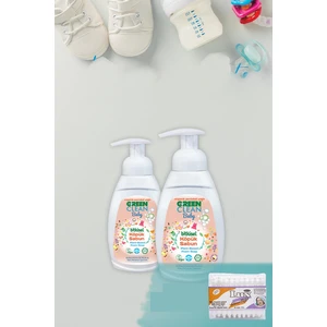 Green Clean Baby Köpük Sabun Portakal Yağlı 450 ml x 2 Adet + Lux Kare Bebe Temizleme Pamuğu 60' lı