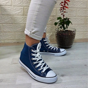 555 Kot Mavi Uzun Sneaker Keten Spor Ayakkabı
