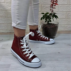 555 Bordo Uzun Sneaker Keten Spor Ayakkabı