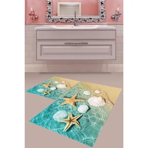 Brilla home Dijital Baskı Yıkanabilir Pamuk Taban Banyo Halısı Paspası 2 Li (50X60)+(60X100) NVH20000249