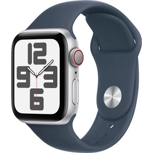 Watch SE GPS + Cellular, 40 mm Gümüş Rengi Alüminyum Kasa ve Fırtına Mavisi Spor Kordon - M/L