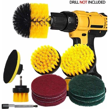 Breeze Elektrikli Scrubber Matkap Fırça Seti - 6" Genişletici/4 Naylon Fırça/6 Ovma Pedli Matkap