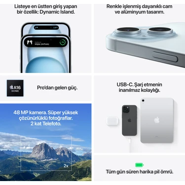 iPhone 15 Plus 256 GB Mavi Fiyatı - Taksit Seçenekleri
