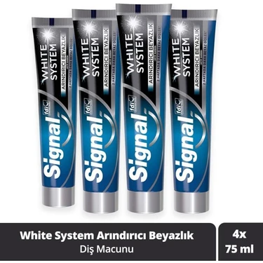 Signal White System Diş Macunu Arındırıcı Beyazlık Aktif Karbon 75 ml x 4