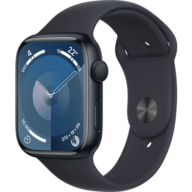 Apple Watch Seri 9 Gps 45MM Gece Yarısı Alüminyum Kasa Spor Kordon - M/l