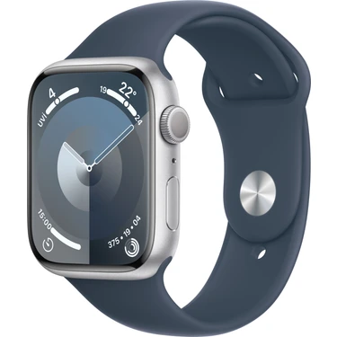 Apple Watch Seri 9 Gps 45MM Gümüş Rengi Alüminyum Kasa Spor Kordon - S/m