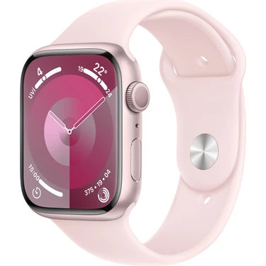 Apple Watch Seri 9 Gps 45MM Pembe Alüminyum Kasa Spor Kordon - S/m