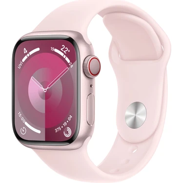 Apple Watch Seri 9 Gps + Cellular 41MM Pembe Alimünyum Kasa Spor Kordon - S/m