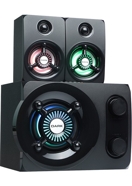 SP-212 Total 25W Rms 7 Farklı Renk Titreşimli LED 2+1 Multimedya Speaker (DK-AC-SP212)