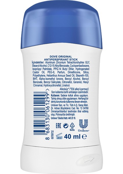 Kadın Stick Deodorant Original 1/4 Nemlendirici Krem Etkili 40 g