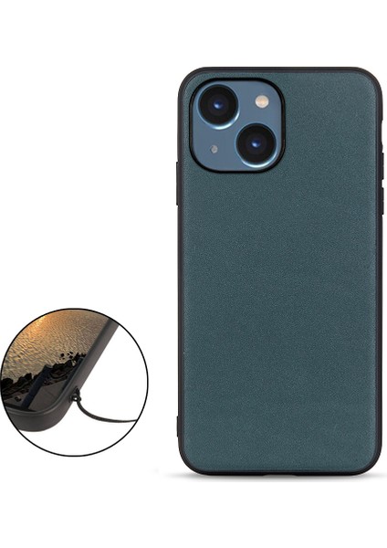 Iphone 15 Plus Slim Fit Orijinal Inek Deri+Tpu Mobil Kapak Şok Geçirmez Telefon Vaka-Yeşil (Yurt Dışından)