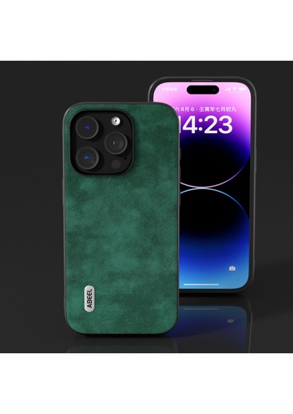 Iphone 15 Pro Max Için Telefon Kılıfı Dokulu Pu Deri Kaplamalı Pc+Tpu Sonbahar Kanıtı Kabuk Yeşili (Yurt Dışından) indirimleri