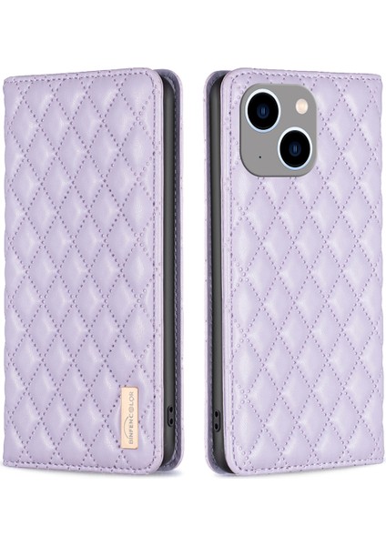 Iphone 15 Plus Kart Sahibi Için Telefon Kasası Damla Geçirmez Pu Deri Standı Kabuk-Mor (Yurt Dışından)