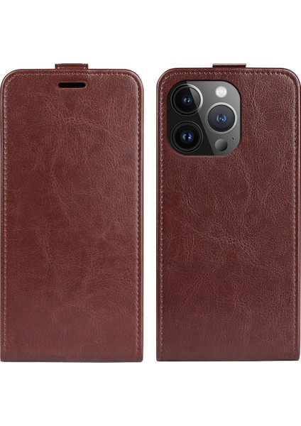 Iphone 15 Pro Dikey Flip Kılıf Tpu+Pu Deri Telefon Kablosu Cep Telefon Kapağı Kart Yuvaları Kamopolu (Yurt Dışından)