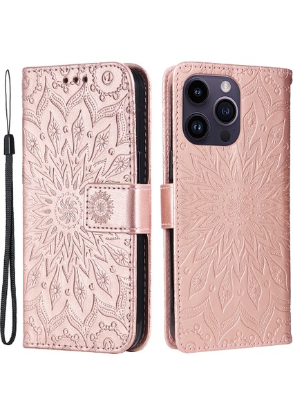 Iphone 15 Pro Max Pu Deri Cüzdan Kapağı Anti Drop Standı Telefon Kılıfı Altın (Yurt Dışından)