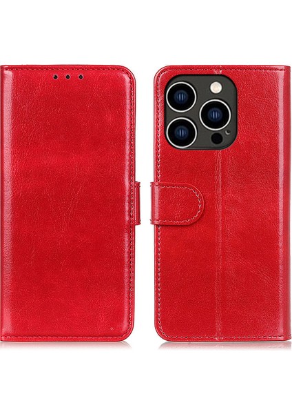 Iphone 15 Pro Max Shockpoofpory Çılgın Adı Dokusu Flıp Telefon Kapak Cülü Tpu+Pu Deri Stand Telefon Korusu (Yurt Dışından)