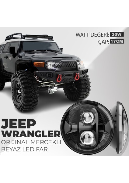 Jeep Wrangler Orijinal Mercekli LED Far
