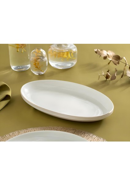 Modern Gold 2li 30 Cm Porselen Kayık Sunum Tabağı Servis Seti