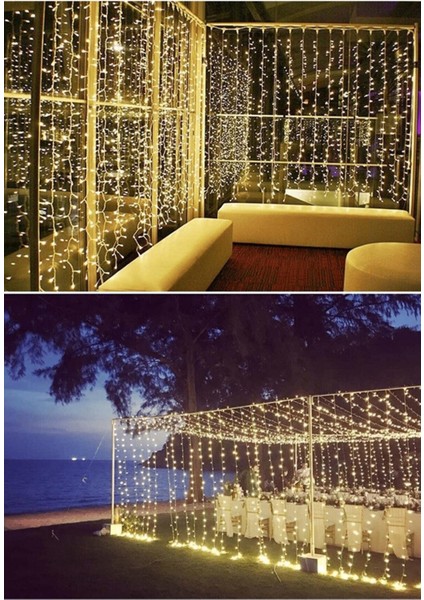 8 Fonksiyonlu 2.5 x 2.5 Metre Perde LED 12 Saçaklı 180 Ledli Kablolu Fişli modelleri