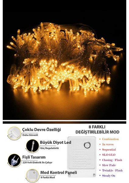 8 Fonksiyonlu 2.5 x 2.5 Metre Perde LED 12 Saçaklı 180 Ledli Kablolu Fişli indirimleri