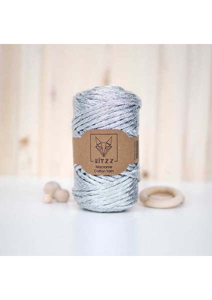 Metalik Makrome Ipi Tek Burgulu // 3mm // Gümüş