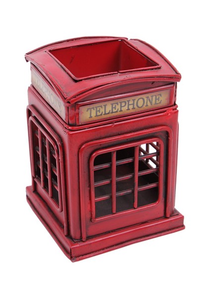 Dekoratif Metal Londra Telefon Kulübesi Kalemlik