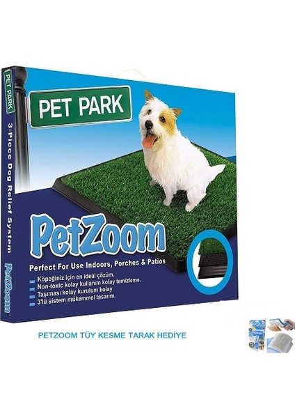 Petzoom Pet Park Tuvalet ve Petzoom Tarak Tüy Kesme Aleti Hediye