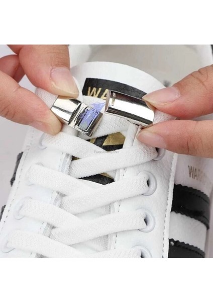 Çocuklar Için Kolay Kullanımlı Mıknatıslı Ayakkabı Bağcığı Beyaz Renk modelleri