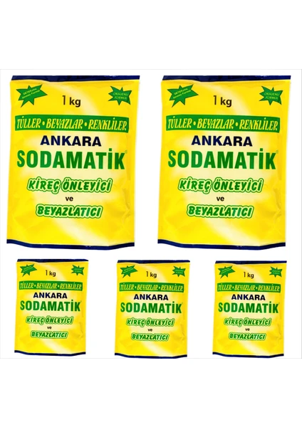 Ankara Sodamatik Kireç Önleyici ve Beyazlatıcı 1 Kg * 5 Adet (Tüller - Beyazlar - Renkliler)