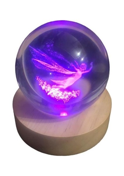 Dekoratif Frozen Tasarımlı Ahşap Altlıklı Işıklı Cam Küre Büyük Boy Cam:8cm Ahşap:2cm
