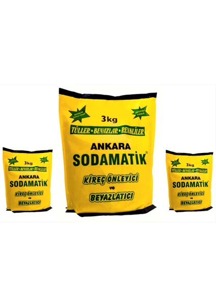 Ankara Sodamatik Kireç Önleyici ve Beyazlatıcı 3 Kg * 3 Adet (Tüller - Beyazlar - Renkliler)