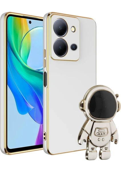 Kılıfshop Vivo Y36 Kılıf Astronot Standlı Silikon Parlak Kenarlı + Ekran Koruyucu