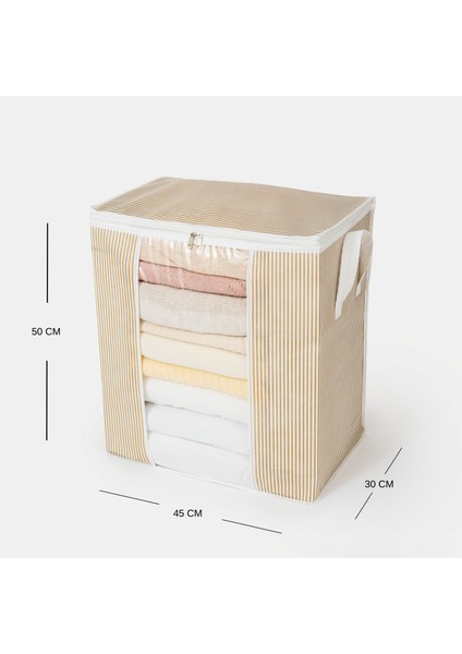 4 Adet Pencereli Çizgi Desen Baskılı Yastık Pike Battaniye Düzenleyici Hurç Seti 45x30x50 cm indirimleri