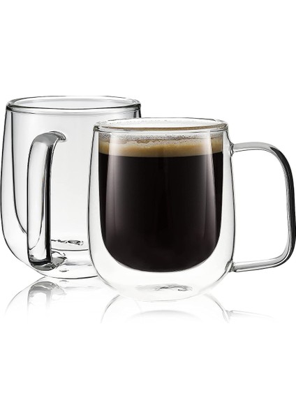 Çift Katlı Isı Yalıtımlı Cam Kulplu Bardak 4 Adet 250 ml